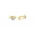 Fashion Hoop small flower Bali Earrings yellow Gold Plated white Zircon Stones.